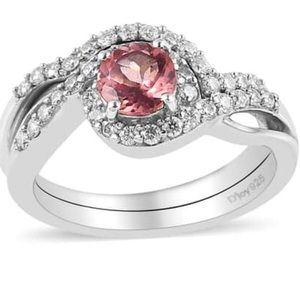 Red Rose Apatite Set of 2 Ring in Platinum Over Sterling Silver 0.85 ctw